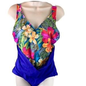 Vintage SlimSuit One Piece Sliming Floral Design